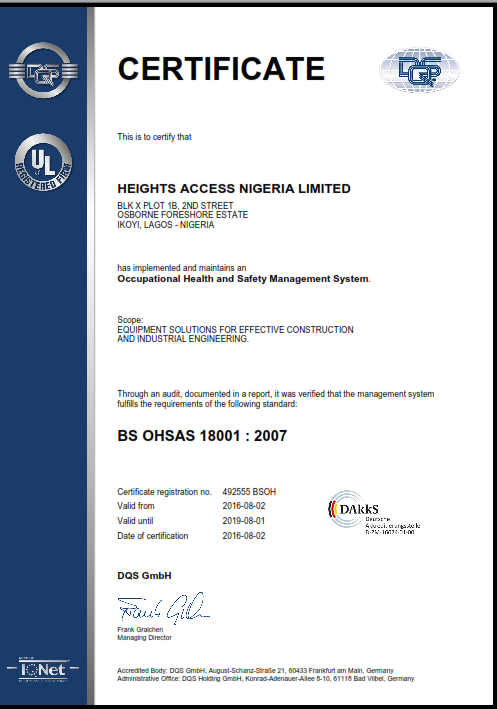 HANL_BS OHSAS 18001_2007 Certificate